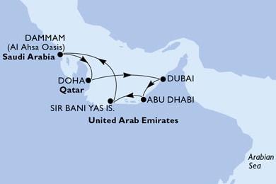 Sea cruise 6 nights Qatar United Arab Emirates Saudi Arabia Fri