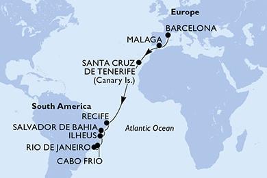 Sea cruise 15 nights Barcelona Malaga Santa Cruz de Tenerife